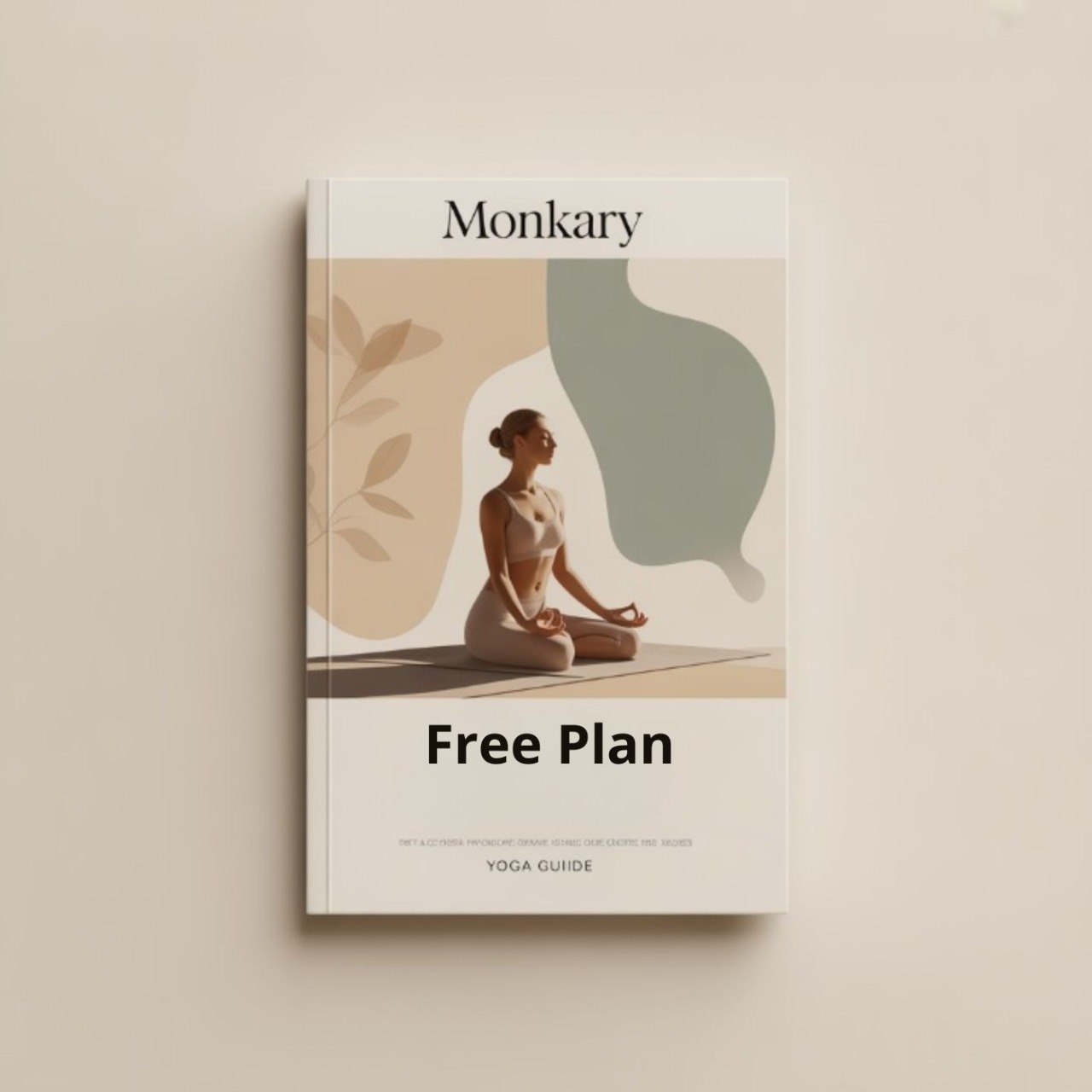 Yoga guide book titled 'Free Plan' by Monkary on a beige background