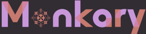 Logo of Monkary with a decorative element on a dark background